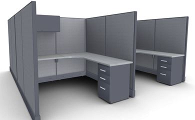 Picture of Cluster of 4 Person, L Shape Cube Workstation