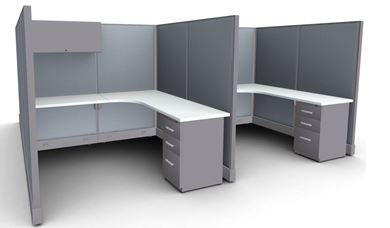 Picture of Cluster of 4 Person, L Shape Cube Workstation