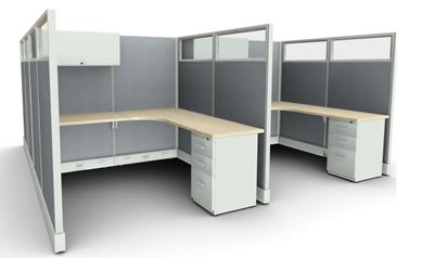 Picture of Cluster of 4 Person, Corner Curve L Shape Cube Workstation