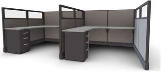 Picture of Cluster of 4 Person, 6' L Shape Cube Workstation
