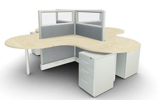 Picture of Four Person Quad Workstation with Filing
