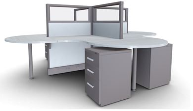 Picture of Four Person Quad Workstation with Filing