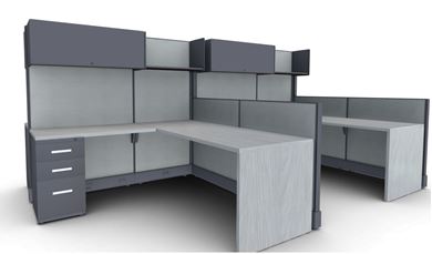 Picture of Four Person Powered Cube Workstation with Filing