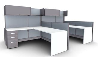 Picture of Four Person Powered Cube Workstation with Filing