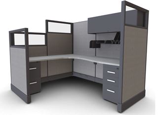 Picture of 72" Powered L Shape Cubicle Workstation with Storage