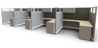 Picture of Cluster of 8 Person, L Shape Cube Workstation with Storage