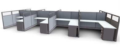 Picture of Cluster of 8 Person, L Shape Cube Workstation with Storage