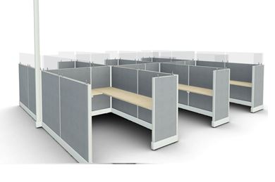 Picture of Cluster of 6 Person, Powered L Shape Cube Workstation with Filing