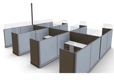 Picture of Cluster of 6 Person, Powered L Shape Cube Workstation with Filing
