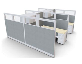 Picture of Cluster of 4 Person, 6' L Shape Cube Workstation with Storage