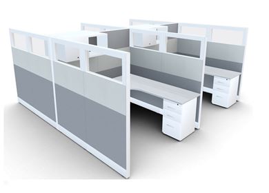 Picture of Cluster of 4 Person, 6' L Shape Cube Workstation with Storage