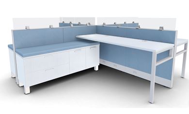 Picture of Four Person Powered L Station with Storage Credenza