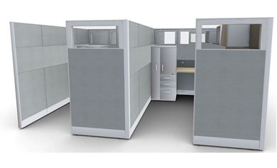 Picture of Cluster of Powered Four Person Station with Wardrobe Storage