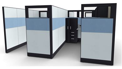 Picture of Cluster of Powered Four Person Station with Wardrobe Storage