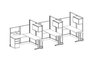 Picture of Three Person, Compact L Shape Cubicle Workstation