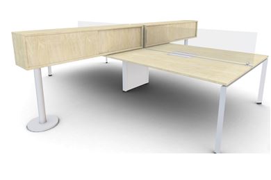 Picture of Four Person Teaming Bench Desk Station with Upper Storage