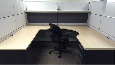 Picture of U Shape Powered Cubicle Desk Workstation