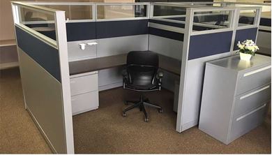 Picture of 72" Powered L Shape Cubicle Workstation with Storage