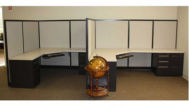 Picture of Cluster of 2 Person, 72" L Shape Desk Cubicle Workstation