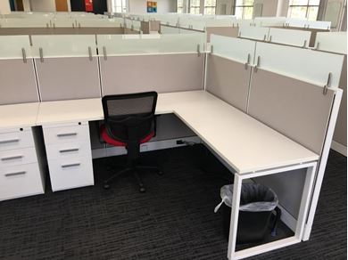 Picture of Two Person, Shared L Shape Desk Cubicle Workstation