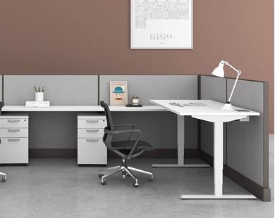 Picture of Powered Height Adjustable, L Shape Desk Cube Workstation