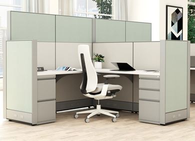 Picture of Cluster of 2 Person L Shape Cubicle Workstation