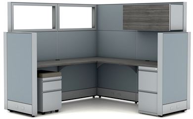 Picture of 72" Powered L Shape Cubicle Workstation with Storage