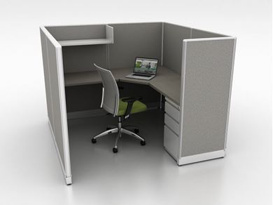 Picture of 6' Powered L Shape Cubicle Desk Workstation