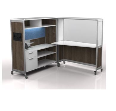 Picture of Set of 2, Mobile Fold-Able Computer Desk Cubicle Workstation with Storage