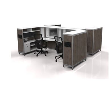 Picture of Four Person, Mobile Fold-Able Computer Desk Cubicle Workstation with Storage
