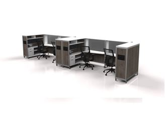 Picture of Four Person, Mobile Fold-Able Computer Desk Cubicle Workstation with Storage