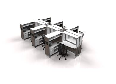 Picture of Six Person, Mobile Fold-Able Computer Desk Cubicle Workstation with Storage
