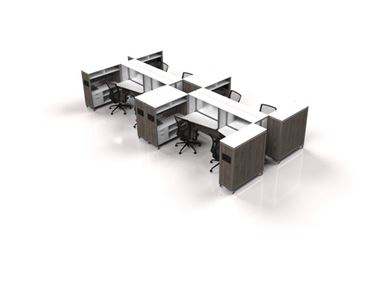 Picture of Eight Person, Mobile Fold-Able Computer Desk Cubicle Workstation with Storage