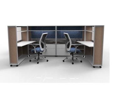 Picture of Set of 2, Mobile Fold-Able Computer Desk Cubicle Workstation