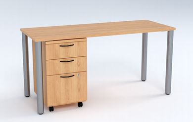 Picture of Set of 5, 60" Post Leg Table with Mobile Filing Pedestal