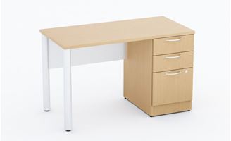 Picture of Set of 5, 48" Post Leg Table with Fixed Filing Pedestal