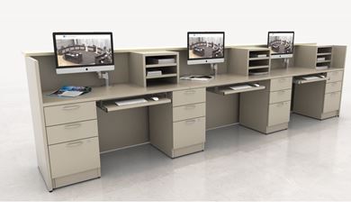 Picture of Three Person Reception Counter Computer Desk Workstation