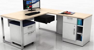 Picture of Pack of 5, Contemporary Compact L Desk Station with Storage