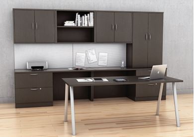 Picture of Contemporary Executive Table with Storage Credenza Suite