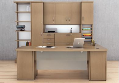 Picture of Contemporary Executive Desk with Storage Credenza Suite