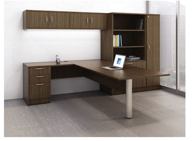 Picture of Peninsula L Shape Desk  Station with Wardrobe Lateral Storage