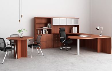 Picture of Peninsula U Shape Desk Workstation with Bookcase Lateral Storage