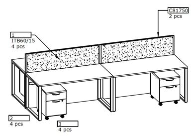 Picture of 4 Person Teaming Bench Computer Desk Workstation with Storage