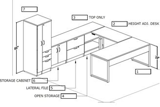 Picture of U Shape Desk Workstation with Wardrobe Storage