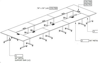 Picture of Modular Rectangular Mobile Training Table Set