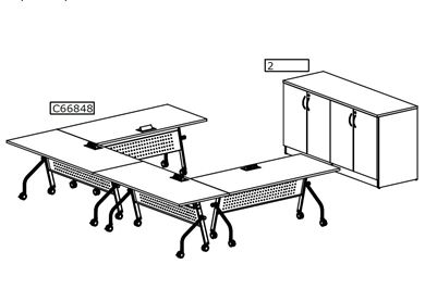 Picture of Set of Four, Nesting Flip Training Table with Credenza Storage