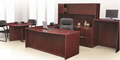 Picture of Bow Front U Shape Desk with Standing Height Table