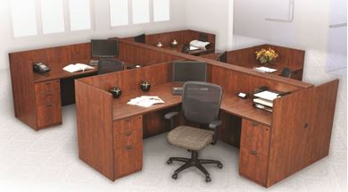 Picture of Cluster of 4 Person, Compact L Shape Desk Station