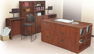 Picture of Standing Height Desk with Lateral Bookcase Storage