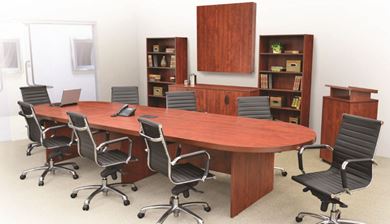 Picture of Racetrack Conference Table with Storage Credenza and Bookcase Filing